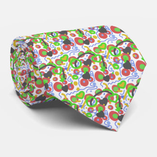 Retro Pop Abstracte Doodlepatroon in Levendige Kle Stropdas