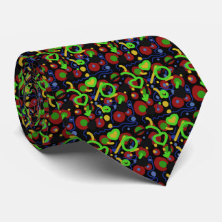 Retro Pop Abstracte Doodlepatroon in Levendige Kle Stropdas