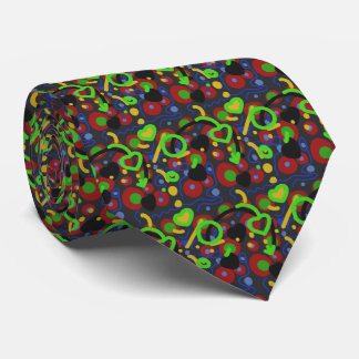 Retro Pop Abstracte Doodlepatroon in Levendige Kle Stropdas