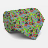 Retro Pop Abstracte Doodlepatroon in Levendige Kle Stropdas (Opgerold)