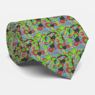 Retro Pop Abstracte Doodlepatroon in Levendige Kle Stropdas