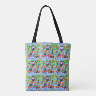 Retro Pop Abstracte Doodlepatroon in Levendige Kle Tote Bag