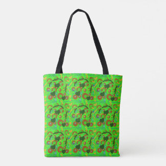 Retro Pop Abstracte Doodlepatroon in Levendige Kle Tote Bag