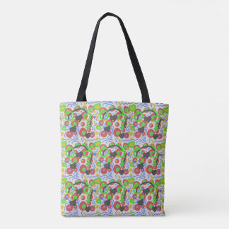 Retro Pop Abstracte Doodlepatroon in Levendige Kle Tote Bag