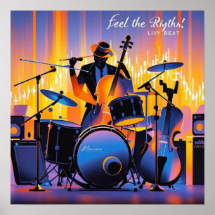 Retro Pop Abstracte muziekinstrumenten dramatisch Poster