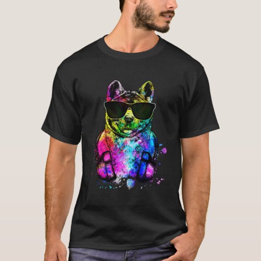 Retro Pop Akita Inu Dog Portrait with Headphones T-shirt (Voorkant)