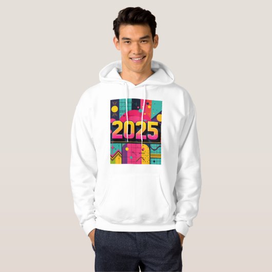 Retro Pop Art 2025 Geometrisch patroon Hoodie (Voorkant volledig)