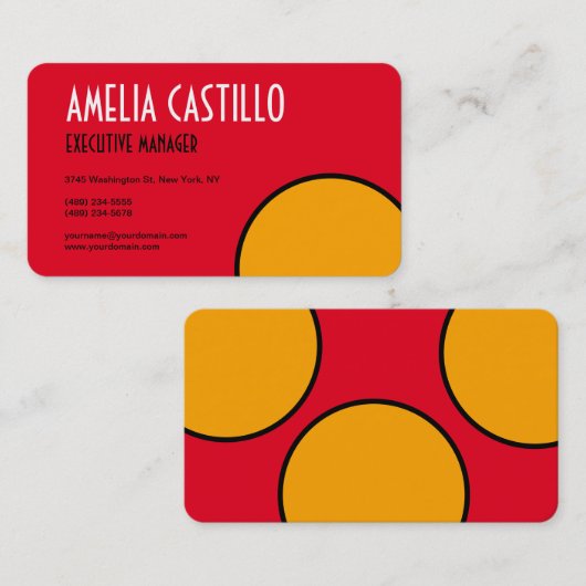 Retro Pop Art 60s 70s Stijl Minimalistisch Rood Ge Visitekaartje (Voorkant / Achterkant)