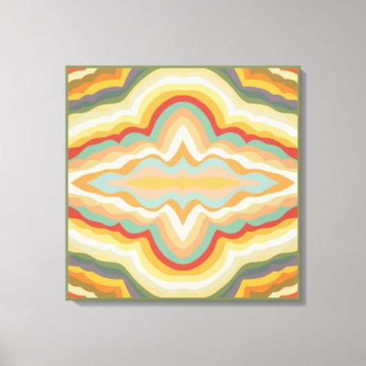Retro Pop Art Abstract Geometric Wavy Pattern Canvas Afdruk (Voorkant)