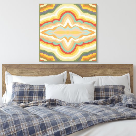 Retro Pop Art Abstract Geometric Wavy Pattern Canvas Afdruk (Insitu (Slaapkamer))