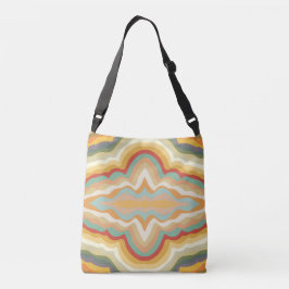 Retro Pop Art Abstract Geometric Wavy Pattern Crossbody Tas