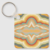 Retro Pop Art Abstract Geometric Wavy Pattern Sleutelhanger (Voorkant)