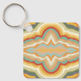 Retro Pop Art Abstract Geometric Wavy Pattern Sleutelhanger