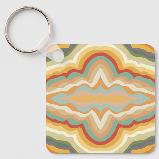 Retro Pop Art Abstract Geometric Wavy Pattern Sleutelhanger (Voorkant)