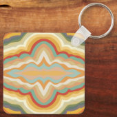 Retro Pop Art Abstract Geometric Wavy Pattern Sleutelhanger (Achterkant)