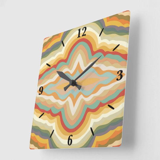 Retro Pop Art Abstract Geometric Wavy Pattern Vierkante Klok (Hoek)