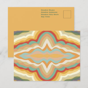 Retro Pop Art Abstract Geometrisch Golfpatroon Briefkaart
