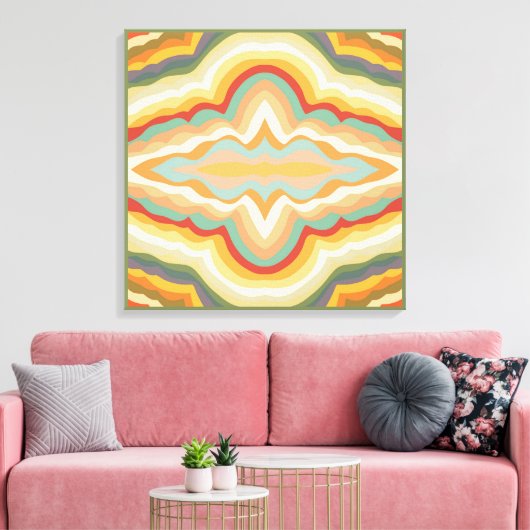 Retro Pop Art Abstract Geometrisch Golfpatroon Canvas Afdruk (Insitu (Woonkamer))