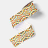 Retro Pop Art Abstract Geometrisch Golfpatroon Satijnen Lint (Achterkant)