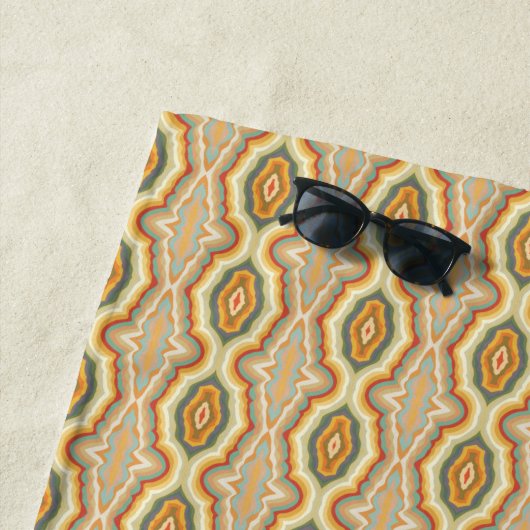 Retro Pop Art Abstract Geometrisch Golfpatroon Strandlaken (In situ)