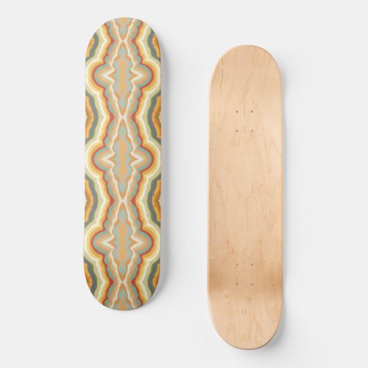 Retro Pop Art Abstracte geometrische Wavy Patroon Persoonlijk Skateboard (Voorkant)