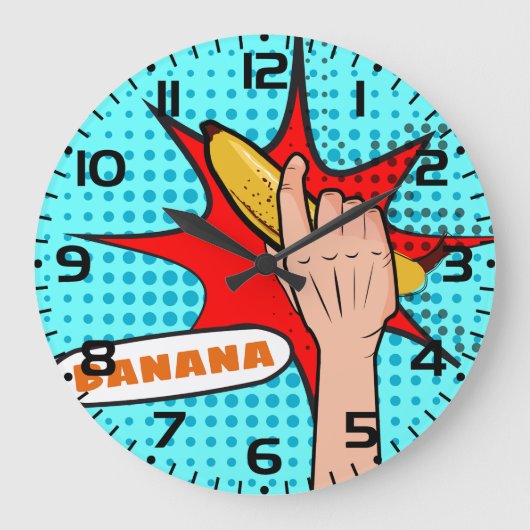 Retro Pop Art Banaan Comic Book Stijl Grote Klok (Voorkant)