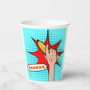 Retro Pop Art Banaan Comic Book Stijl Papieren Bekers