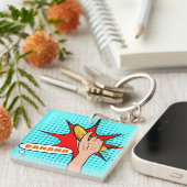 Retro Pop Art Banaan Comic Book Stijl Sleutelhanger (Voorkant Rechts)