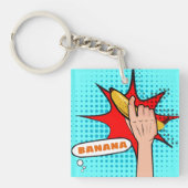 Retro Pop Art Banaan Comic Book Stijl Sleutelhanger (Voorkant)