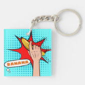 Retro Pop Art Banaan Comic Book Stijl Sleutelhanger (Achterkant)