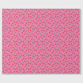 Retro Pop Art Berry Kersen op Hot Pink Cadeaupapier (Vlak)