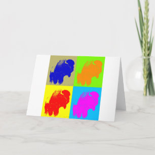 Retro Pop Art Bison Buffalo Kunstwerk Feestdagen Kaart