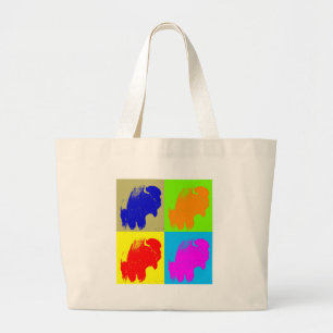 Retro Pop Art Bison Buffalo Kunstwerk Grote Tote Bag