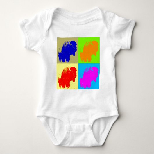 Retro Pop Art Bison Buffalo Kunstwerk Romper (Voorkant)