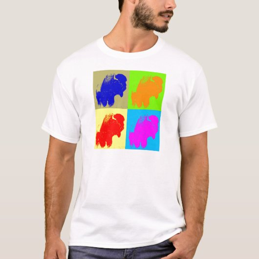 Retro Pop Art Bison Buffalo Kunstwerk T-shirt (Voorkant)