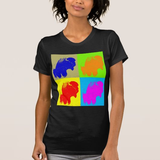 Retro Pop Art Bison Buffalo Kunstwerk T-shirt (Voorkant)