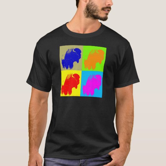 Retro Pop Art Bison Buffalo Kunstwerk T-shirt (Voorkant)
