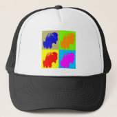 Retro Pop Art Bison Buffalo Kunstwerk Trucker Pet (Voorkant)