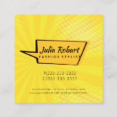 Retro Pop Art Blonde Lady Wow ID556 Vierkante Visitekaartje (Achterkant)