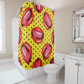 Retro Pop Art: Cartoon Patch Badges Douchegordijn (In situ)