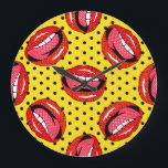 Retro Pop Art: Cartoon Patch Badges Grote Klok<br><div class="desc">Naadloos patroon met cartoon patch badges met lippen.Voor t-shirt of andere toepassingen.Retro stijl 80s-90s.Pop art style.Stock Cartoon Patch Badges Pucker Up in Naadloze Whimsy. Speelse cartoon patch badges brengen glimlachjes overal. eigenzinnig, naadloos, patroon, illustratie, decor, mode, hart, cartoon, retro, grunge, knop, sticker, karakter, schattig, badge, doodle, tekenen, comic, set, plezier...</div>