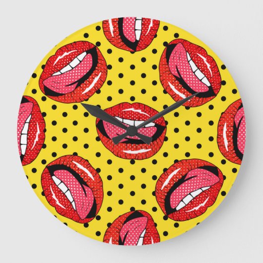 Retro Pop Art: Cartoon Patch Badges Grote Klok (Voorkant)