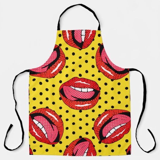 Retro Pop Art: Cartoon Patch Badges Schort (Voorkant)