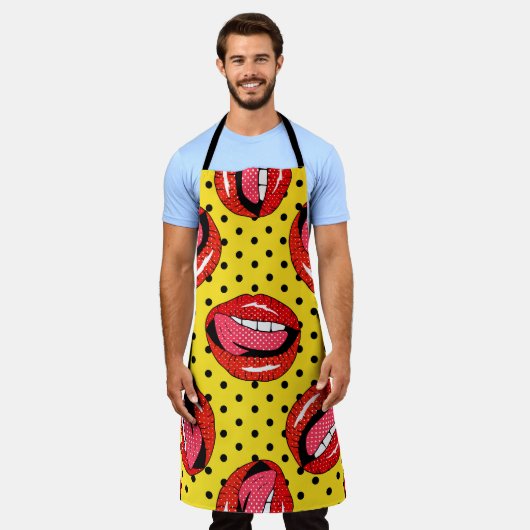 Retro Pop Art: Cartoon Patch Badges Schort (Gedragen)