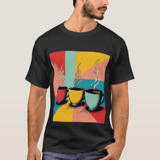 Retro Pop Art Coffee | Vibrant Trio Trio Colorful  T-shirt