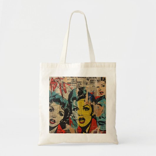 Retro Pop Art Collage Schoudertas Tote Bag (Voorkant)