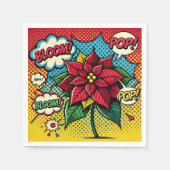 Retro Pop Art Comic Book Poinsettia Découpage Servet (Voorkant)