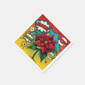 Retro Pop Art Comic Book Poinsettia Découpage Servet (Hoek)