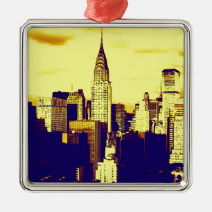 Retro Pop Art Comic New York City Metalen Ornament