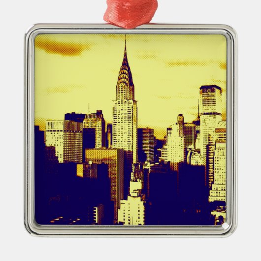Retro Pop Art Comic New York City Metalen Ornament (Voorkant)